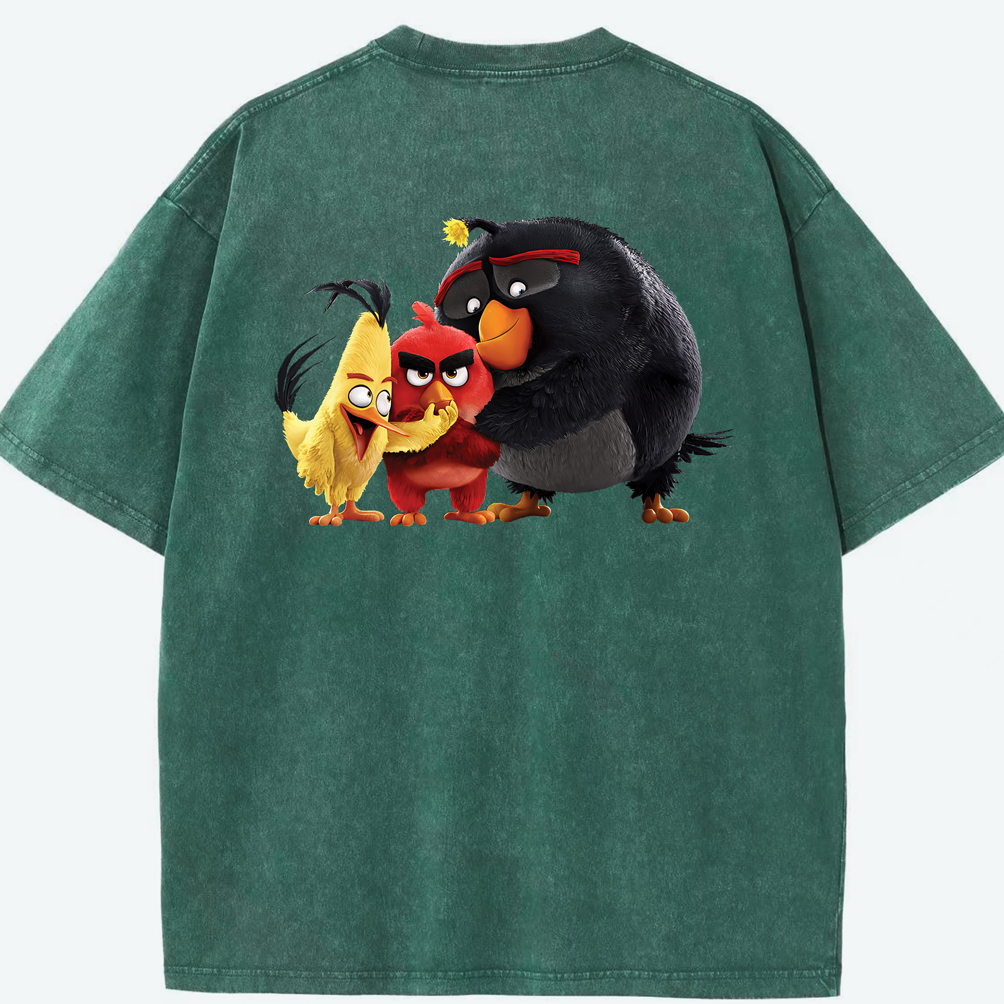 （画像用） Angry Birds アングリーバード 綿100% ヴィンテージ風 半袖Tシャツ（背面プリント）